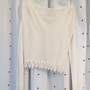 Sweater with lace trim
